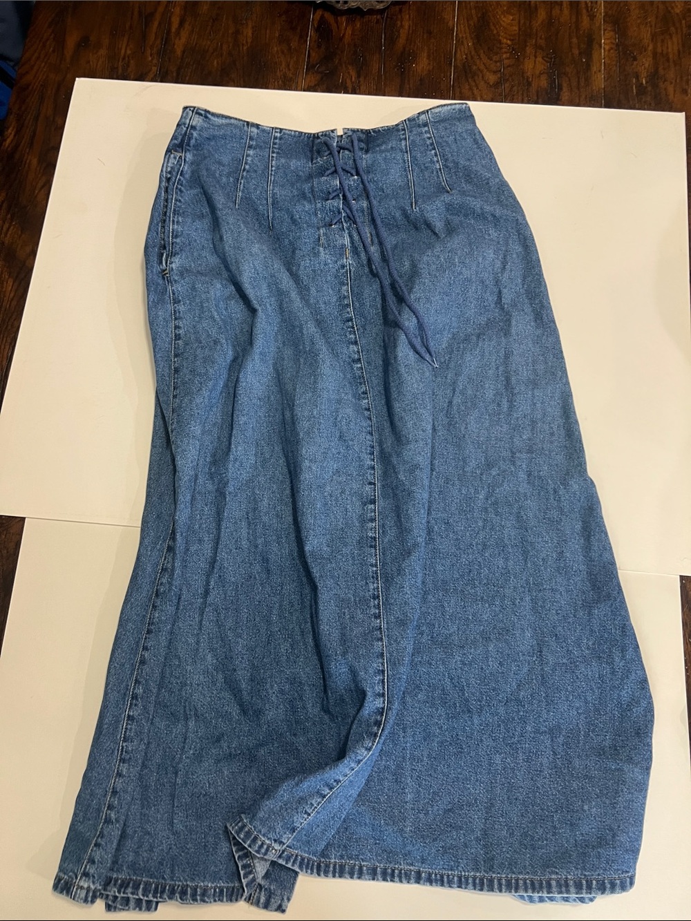 Lizwear Button-Front Blue Denim Maxi Skirt - Picture 2 of 12